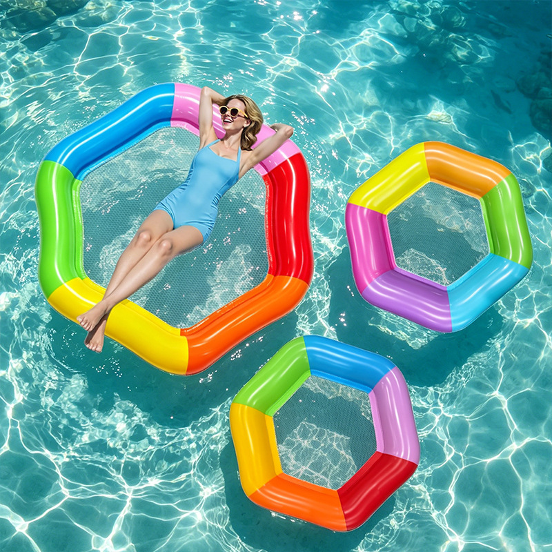 Pool Lounger Inflatable - Nouveau matelas flottant gonflable hexagonal coloré